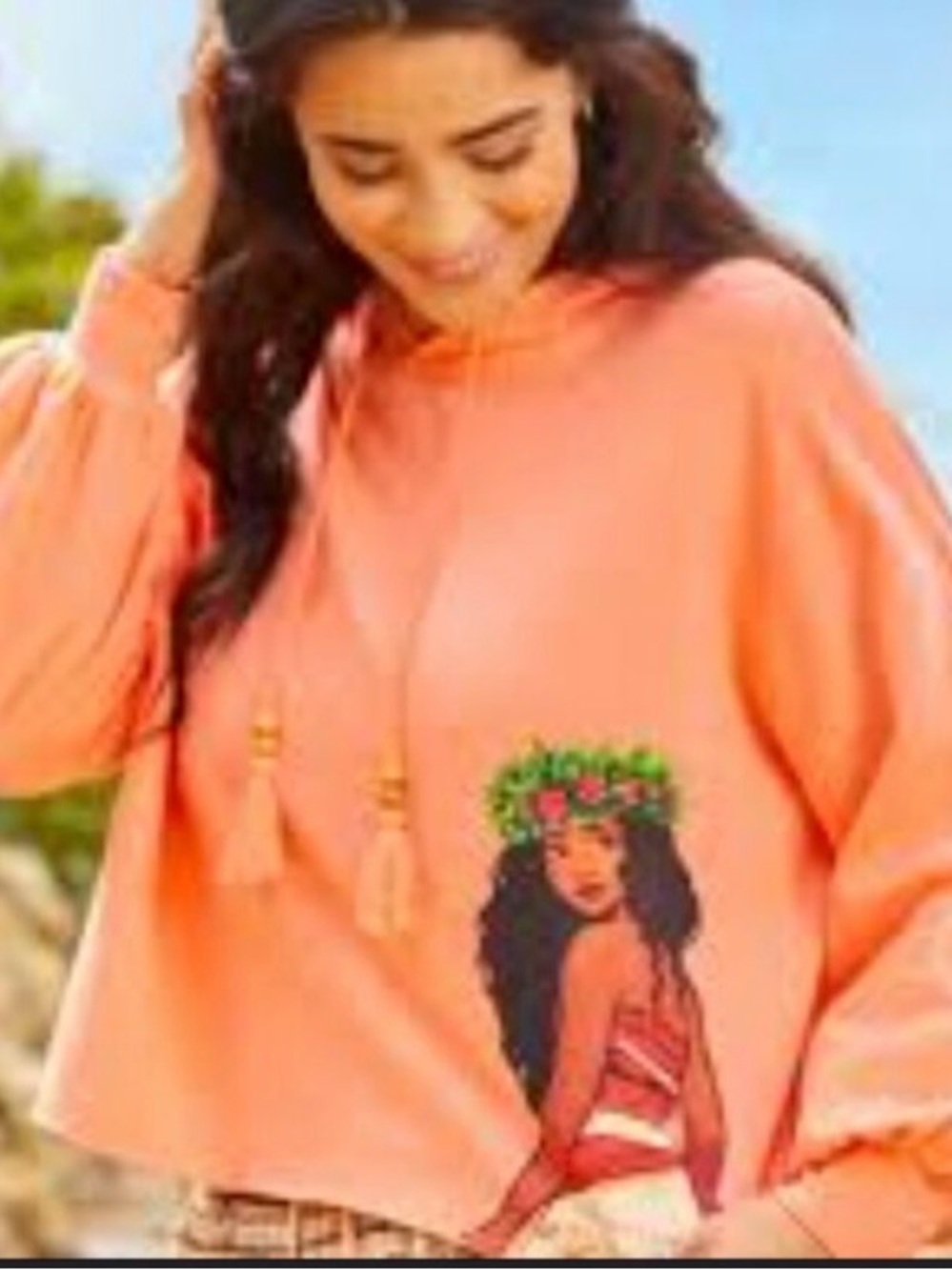 Disney Parks Moana Embroidered Hoodie 3XL Cropped Oversized Polynesian Resort - Picture 2 of 13